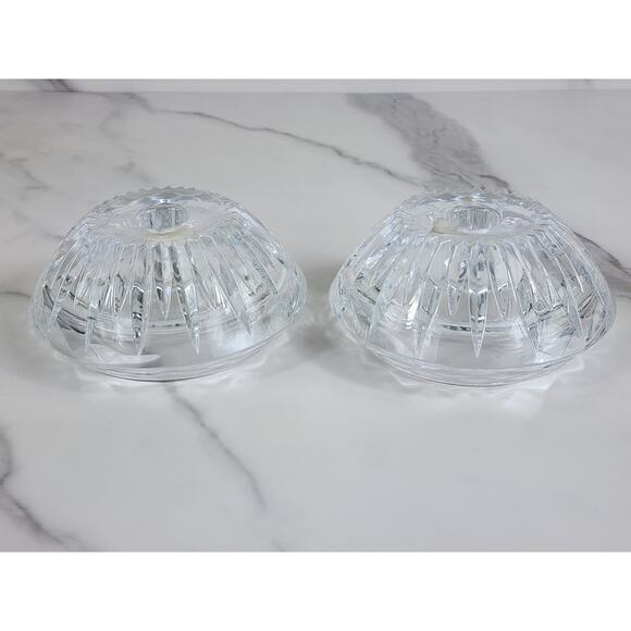 Princess House Candle Holder 4 1/2" Highlights Clear Lead Crystal Reversible x2 - Picture 13 of 15